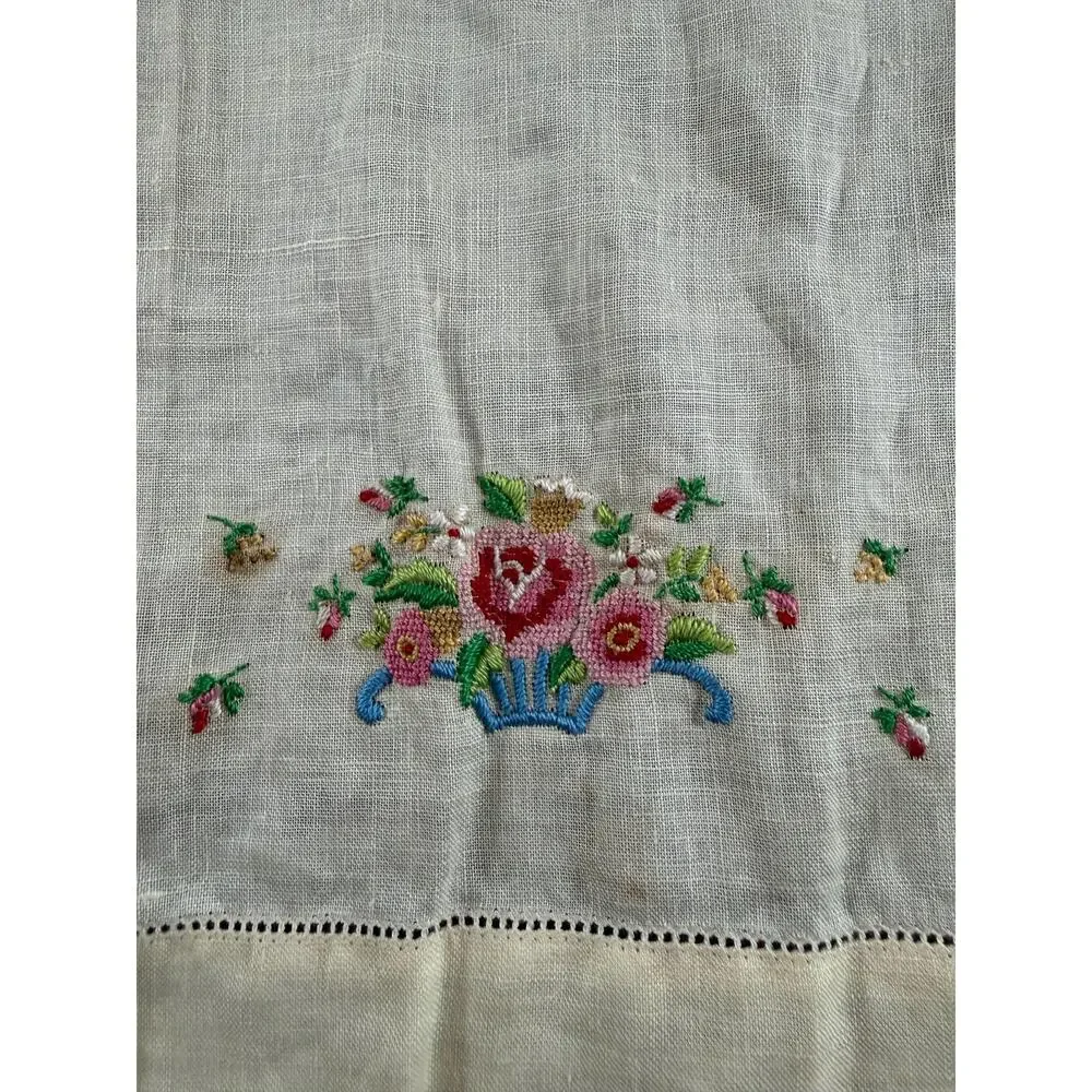 Vintage Handkerchiefs Lot of 3 Crochet Embroidered Floral Linen Hankies